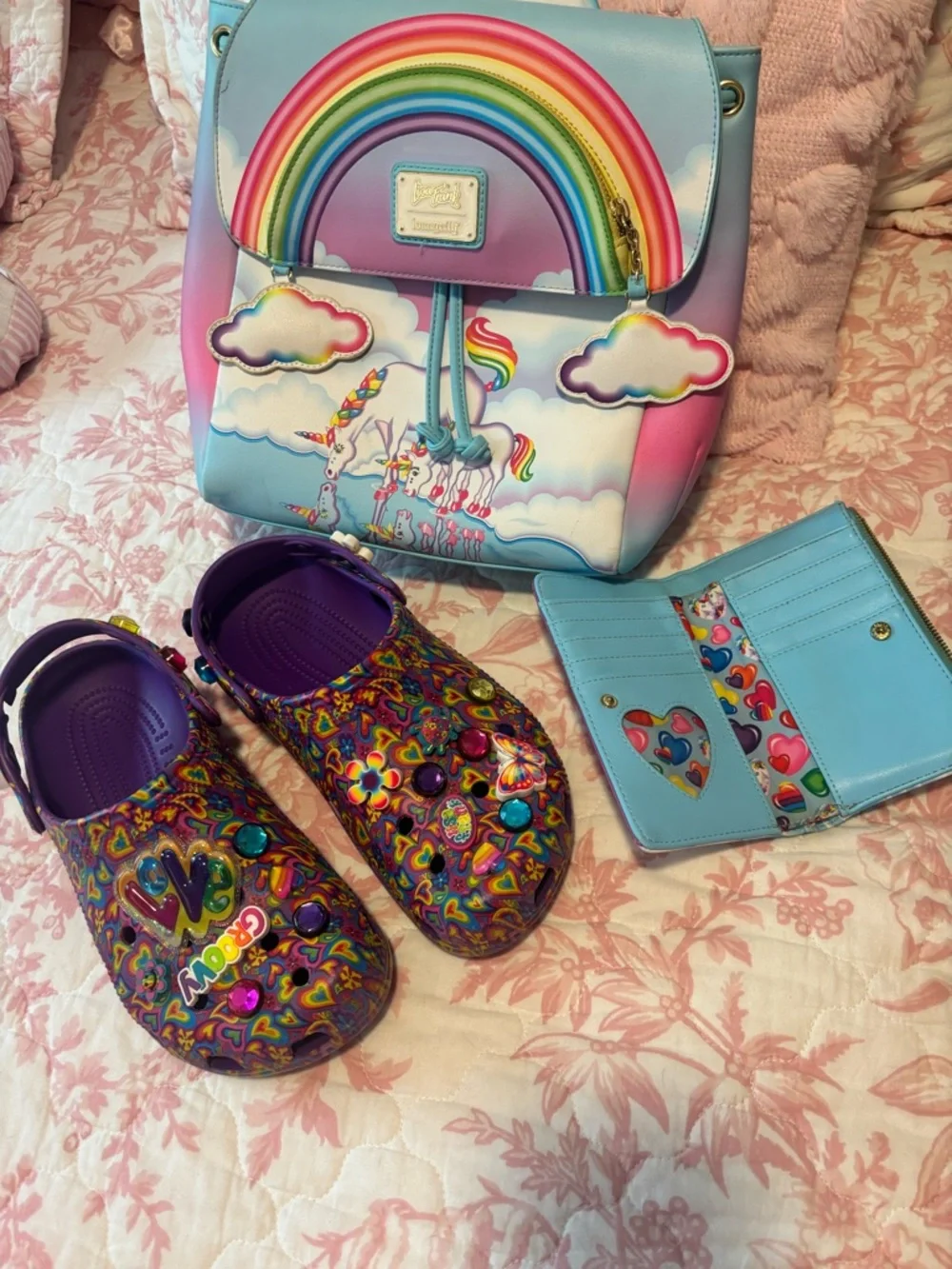 Lisa Frank Pastel Rainbow Cloud Backpack with Matching Wallet - Picture 7 of 12